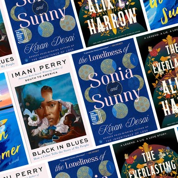 collection of book covers featuring various authors including alix e harrow, kiran desai, imani perry, and carley fortune
