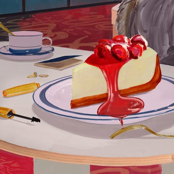 an illustration of a slice of cheesecake