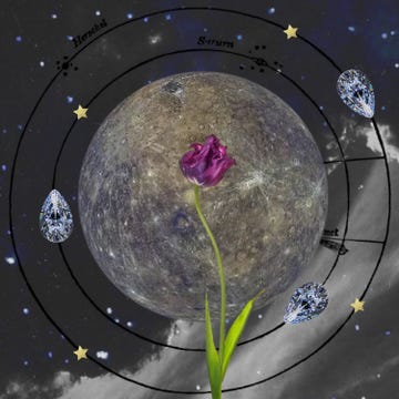 a lunar background with jewels and a flower